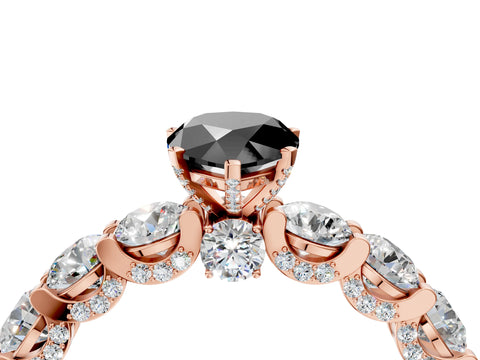 Rose gold Round Diamond Side Stone Engagement Ring with Six-Prong Setting_4