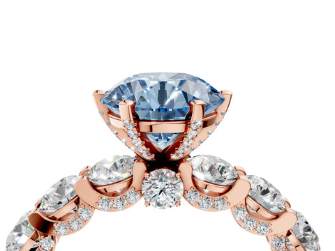 Rose gold Round Diamond Side Stone Engagement Ring with Six-Prong Setting_4