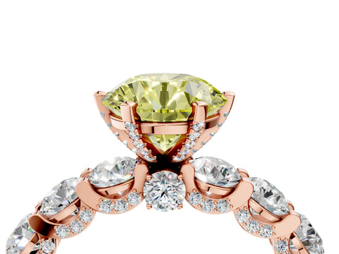 Rose gold Round Diamond Side Stone Engagement Ring with Six-Prong Setting_4