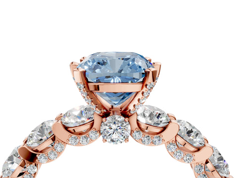 Rose gold Round Diamond Side Stone Engagement Ring with Six-Prong Setting_4