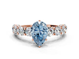 Rose gold Round Diamond Side Stone Engagement Ring with Six-Prong Setting