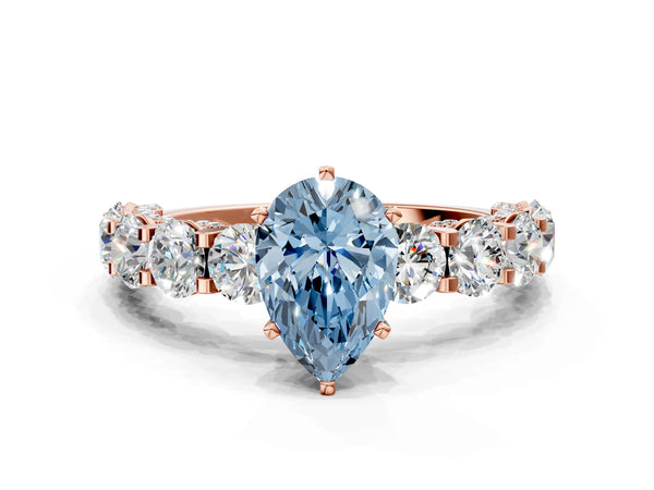 Rose gold Round Diamond Side Stone Engagement Ring with Six-Prong Setting