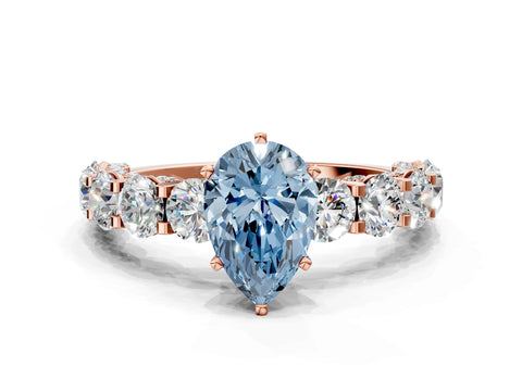 Rose gold Round Diamond Side Stone Engagement Ring with Six-Prong Setting