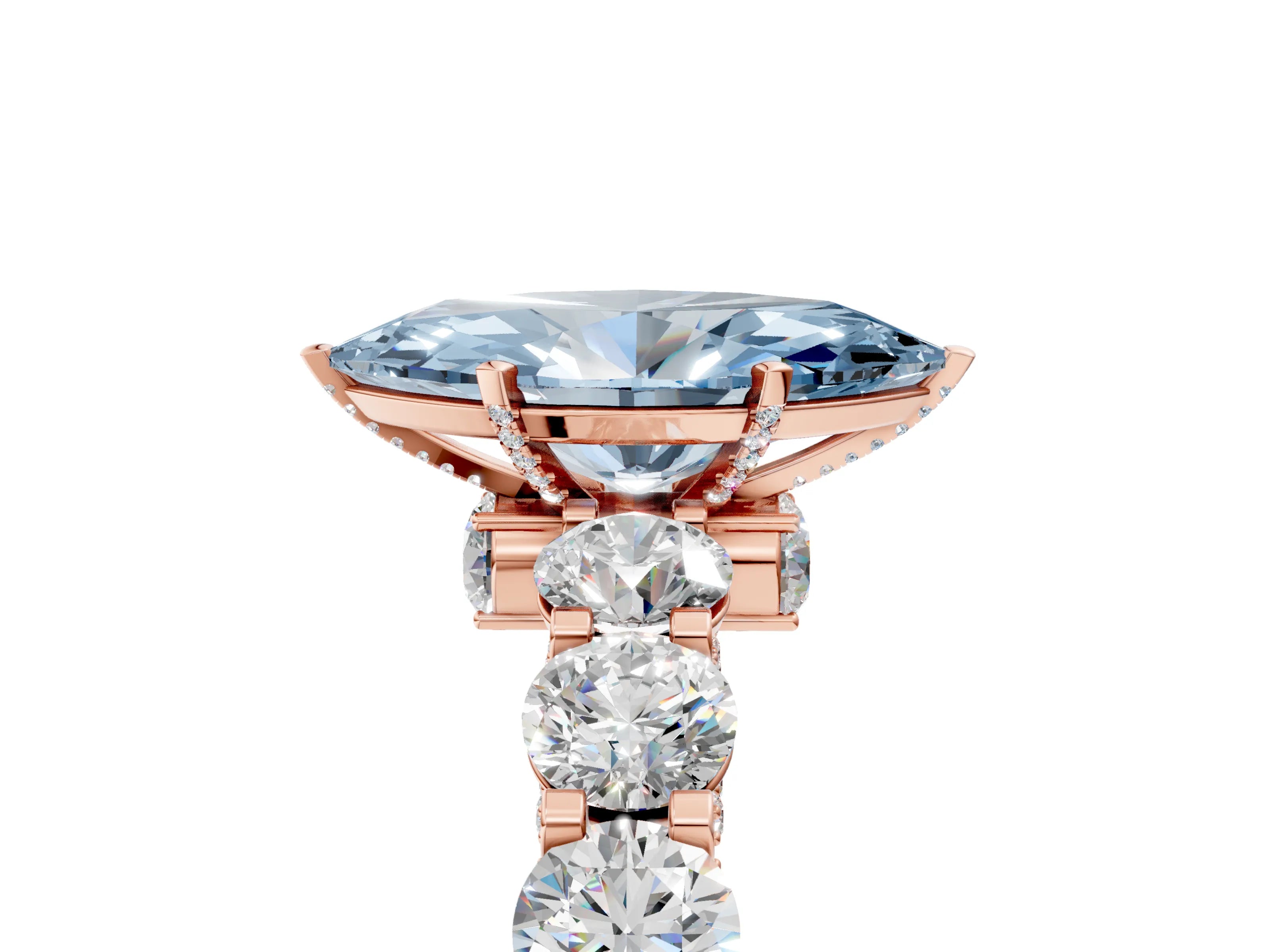 Rose gold Round Diamond Side Stone Engagement Ring with Six-Prong Setting_5