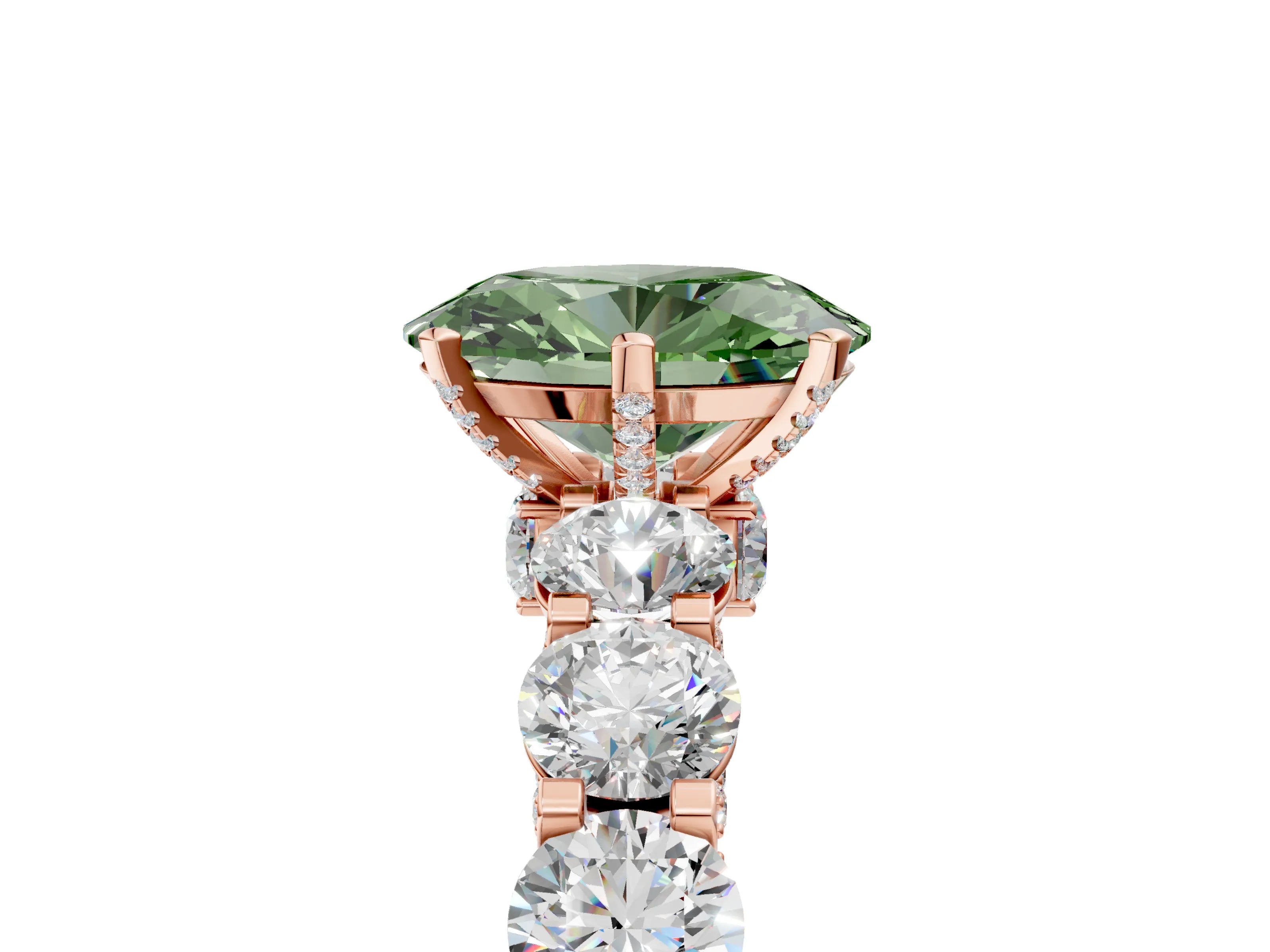 Rose gold Round Diamond Side Stone Engagement Ring with Six-Prong Setting_5