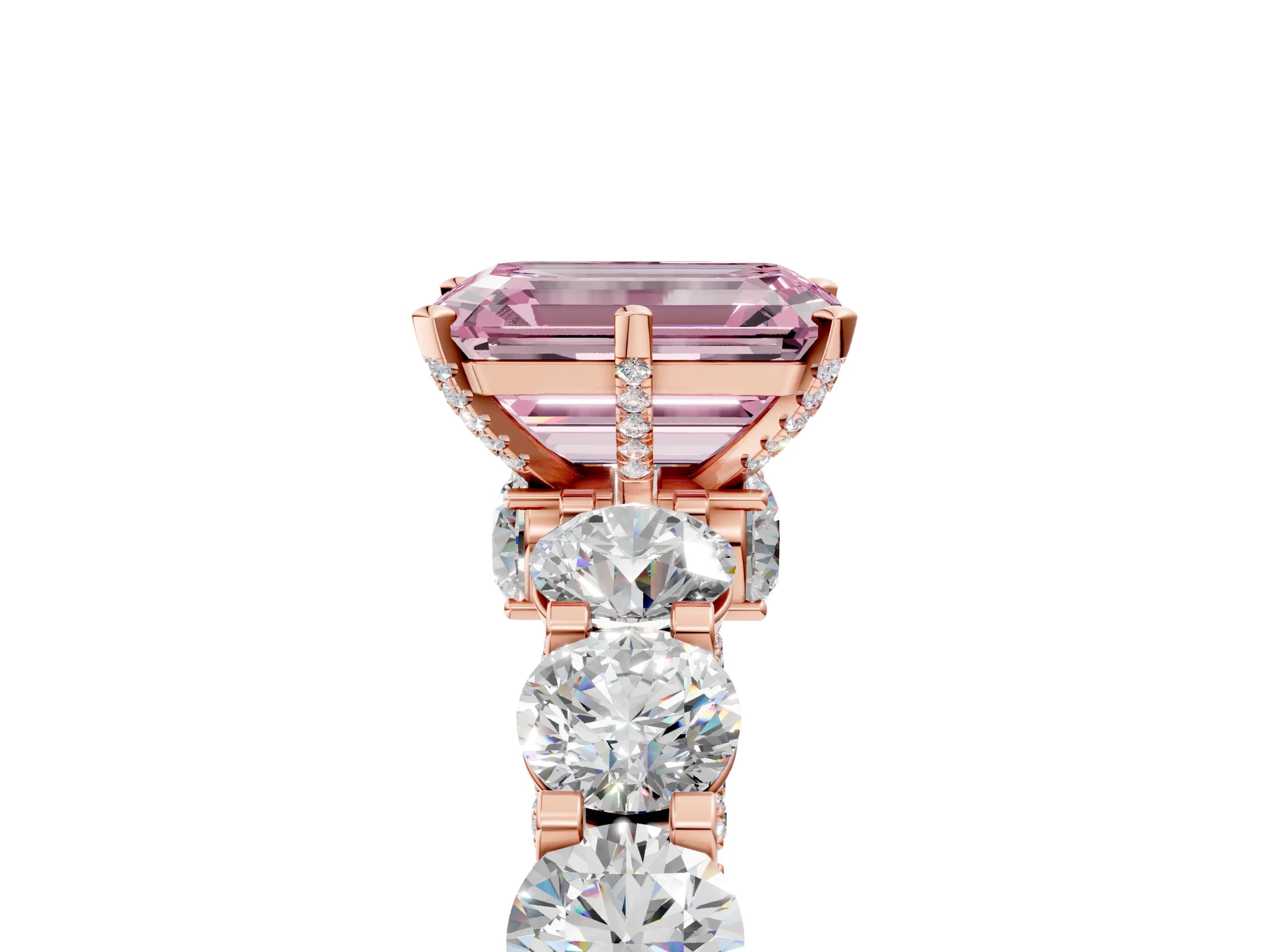 Rose gold Round Diamond Side Stone Engagement Ring with Six-Prong Setting_5