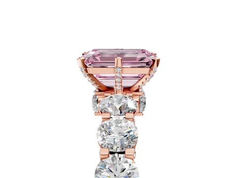 Rose gold Round Diamond Side Stone Engagement Ring with Six-Prong Setting_5