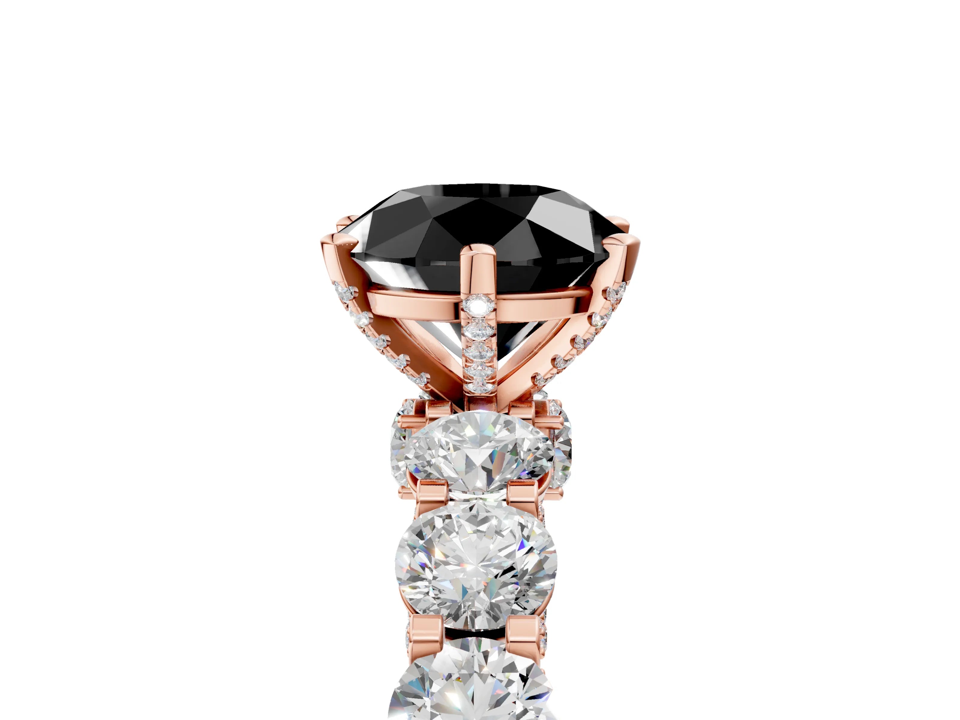 Rose gold Round Diamond Side Stone Engagement Ring with Six-Prong Setting_5