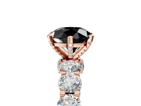 Rose gold Round Diamond Side Stone Engagement Ring with Six-Prong Setting_5