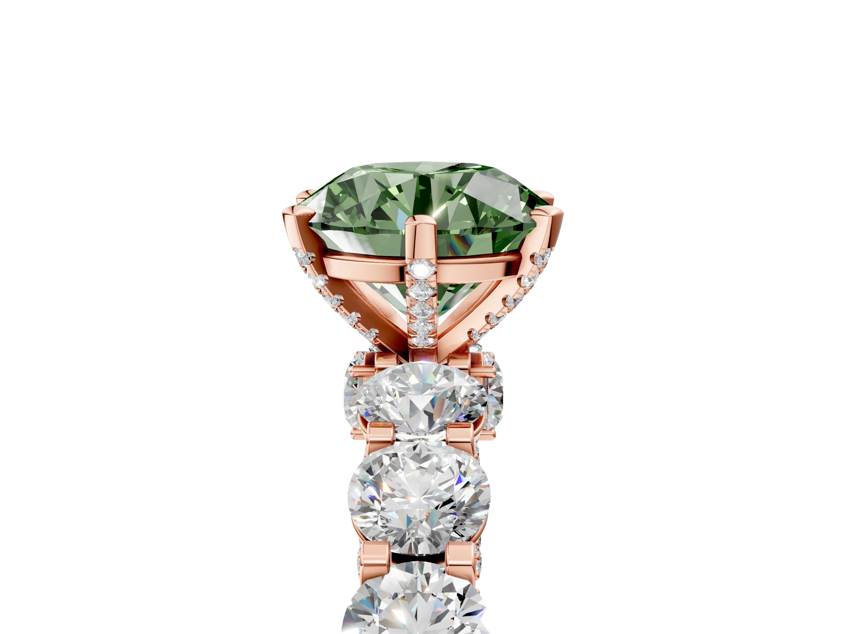 Rose gold Round Diamond Side Stone Engagement Ring with Six-Prong Setting_5