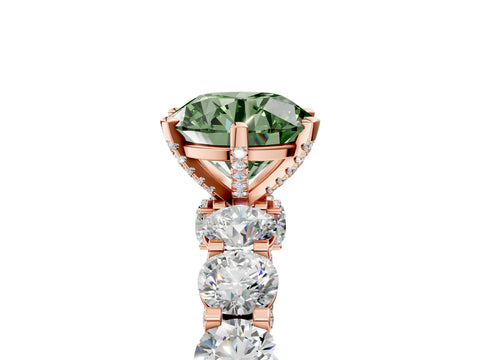 Rose gold Round Diamond Side Stone Engagement Ring with Six-Prong Setting_5