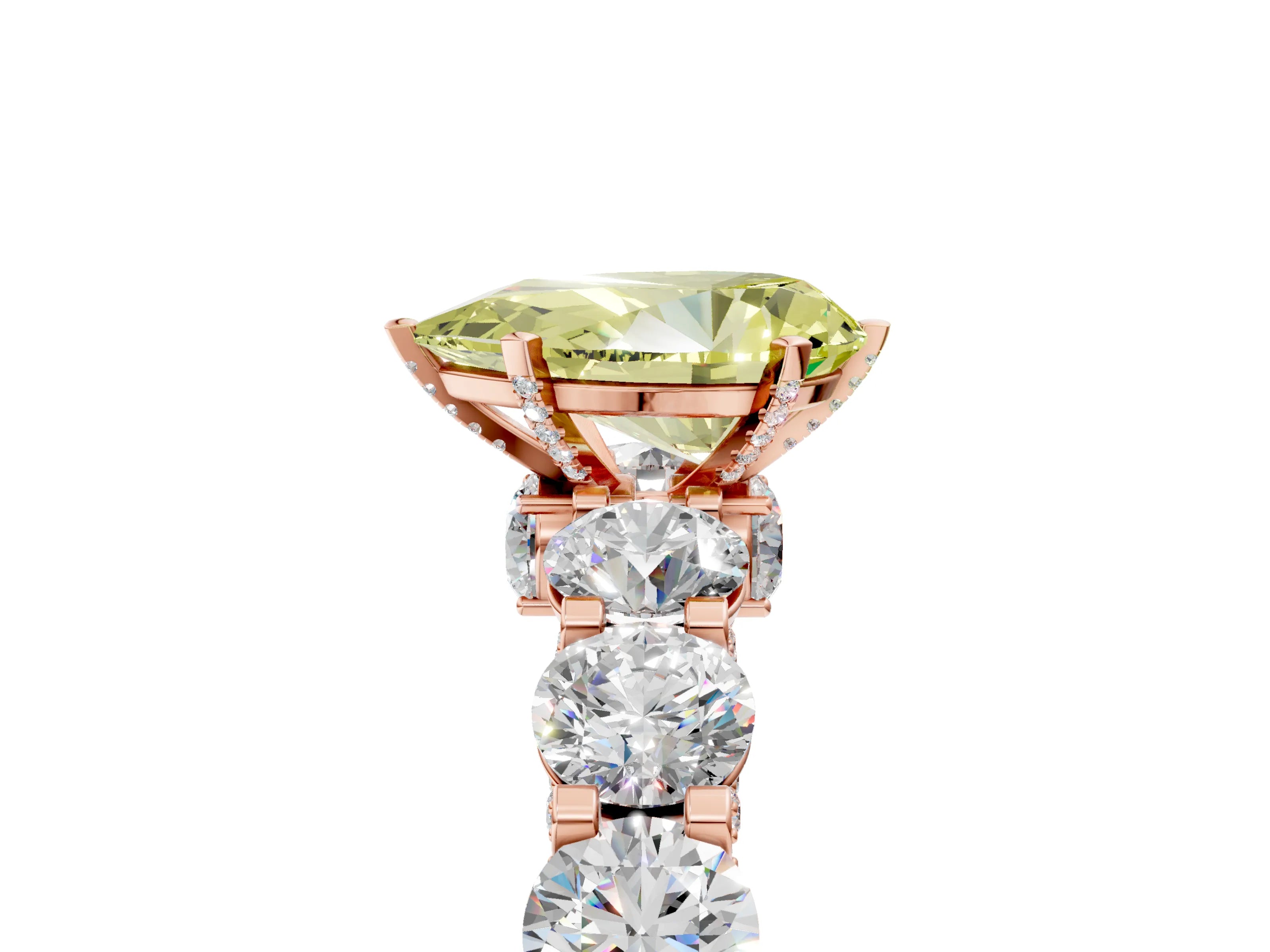 Rose gold Round Diamond Side Stone Engagement Ring with Six-Prong Setting_5