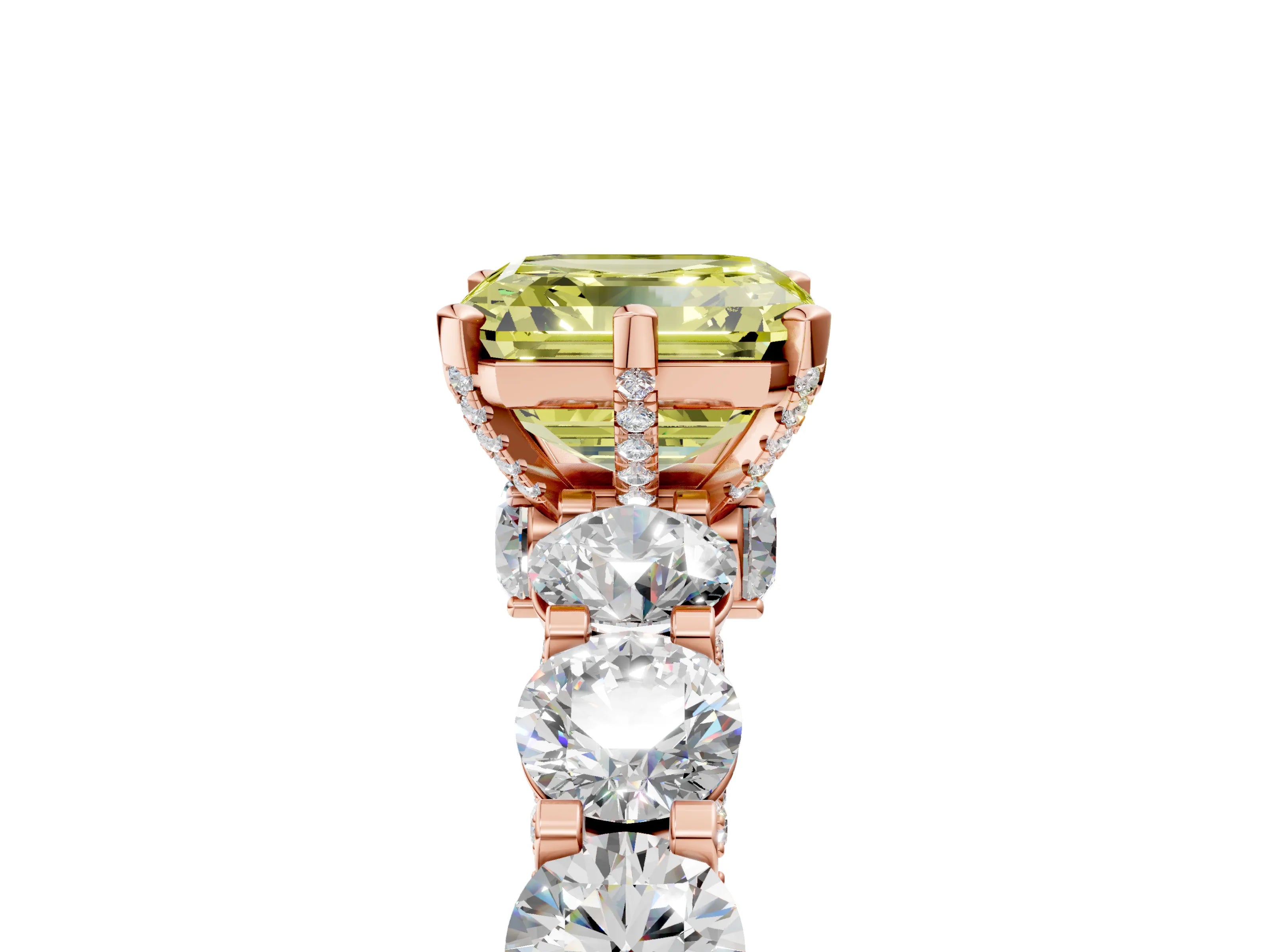 Rose gold Round Diamond Side Stone Engagement Ring with Six-Prong Setting_5