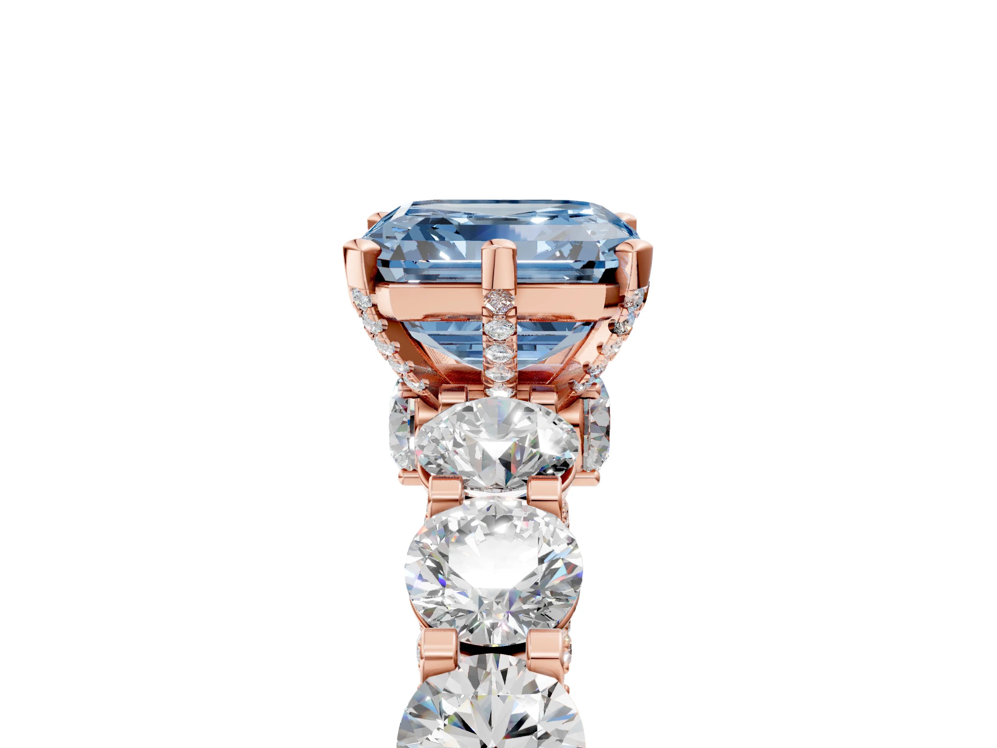 Rose gold Round Diamond Side Stone Engagement Ring with Six-Prong Setting_5