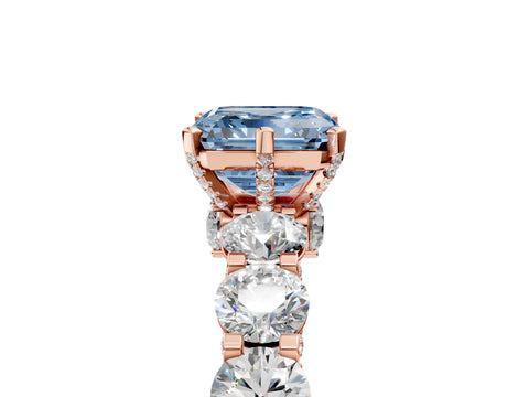 Rose gold Round Diamond Side Stone Engagement Ring with Six-Prong Setting_5