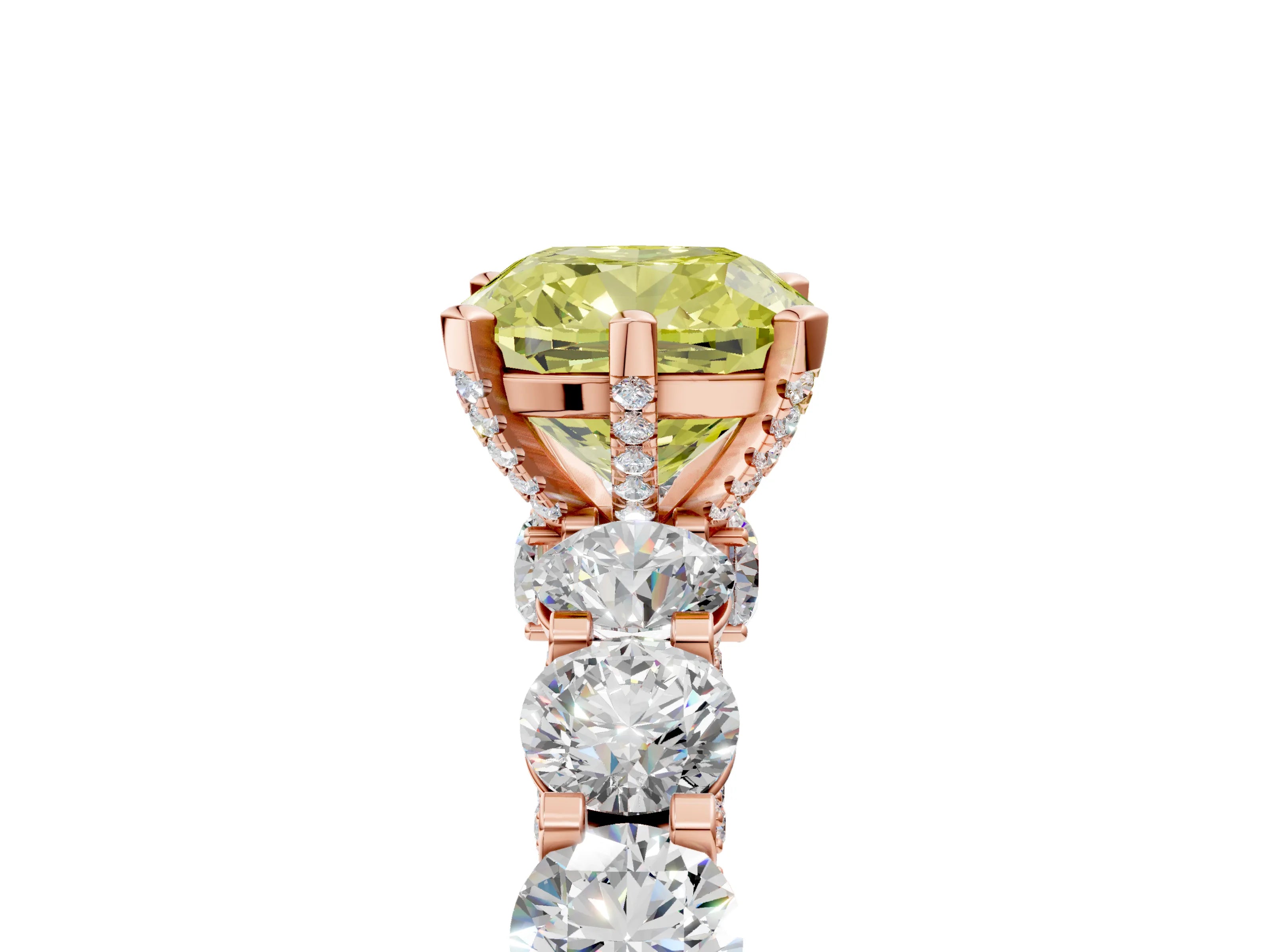 Rose gold Round Diamond Side Stone Engagement Ring with Six-Prong Setting_5
