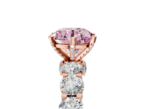 Rose gold Round Diamond Side Stone Engagement Ring with Six-Prong Setting_5