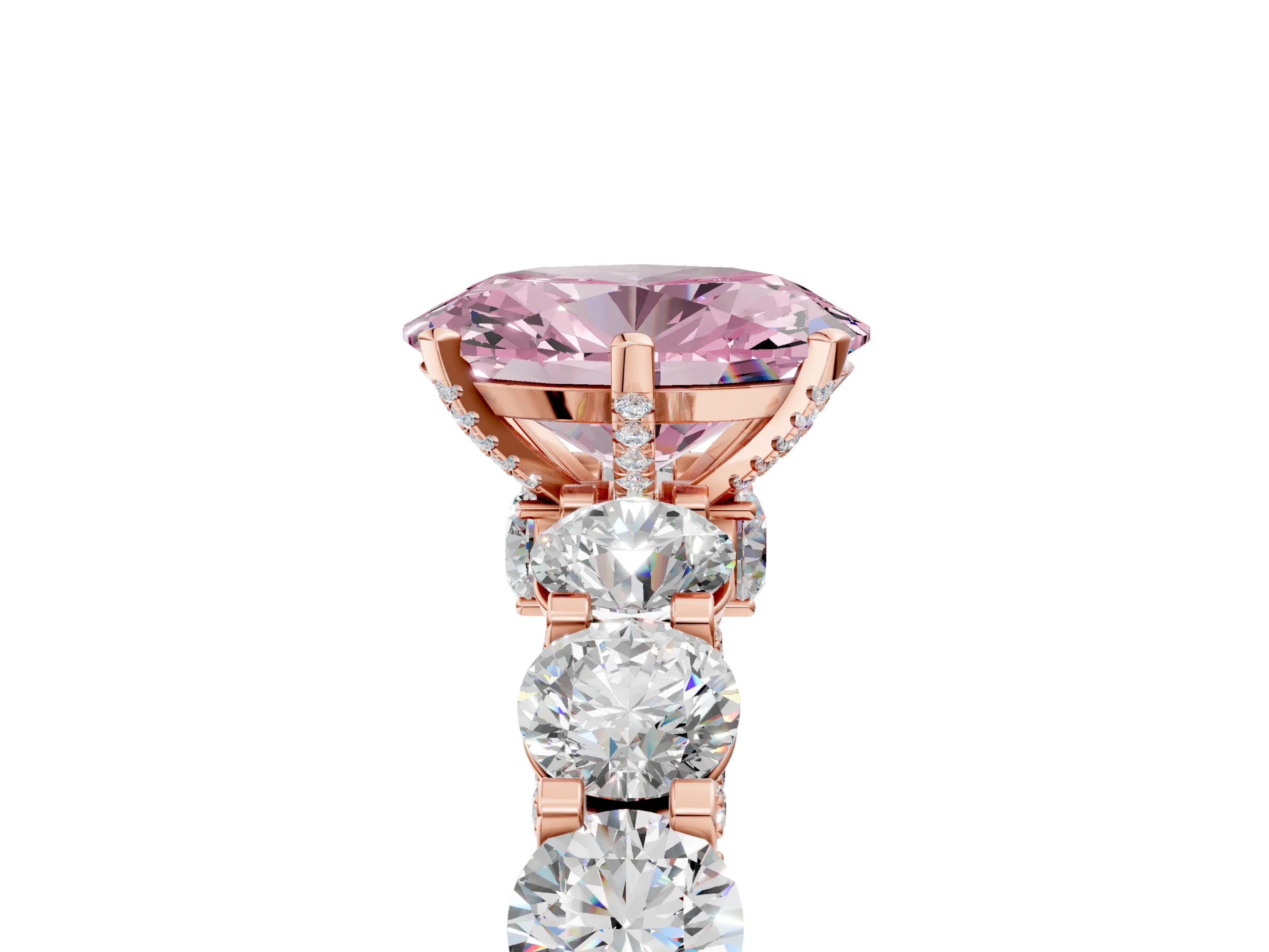 Rose gold Round Diamond Side Stone Engagement Ring with Six-Prong Setting_5