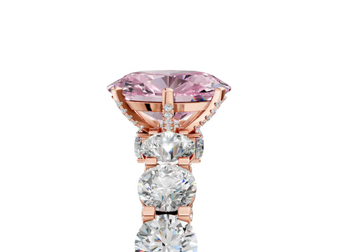 Rose gold Round Diamond Side Stone Engagement Ring with Six-Prong Setting_5