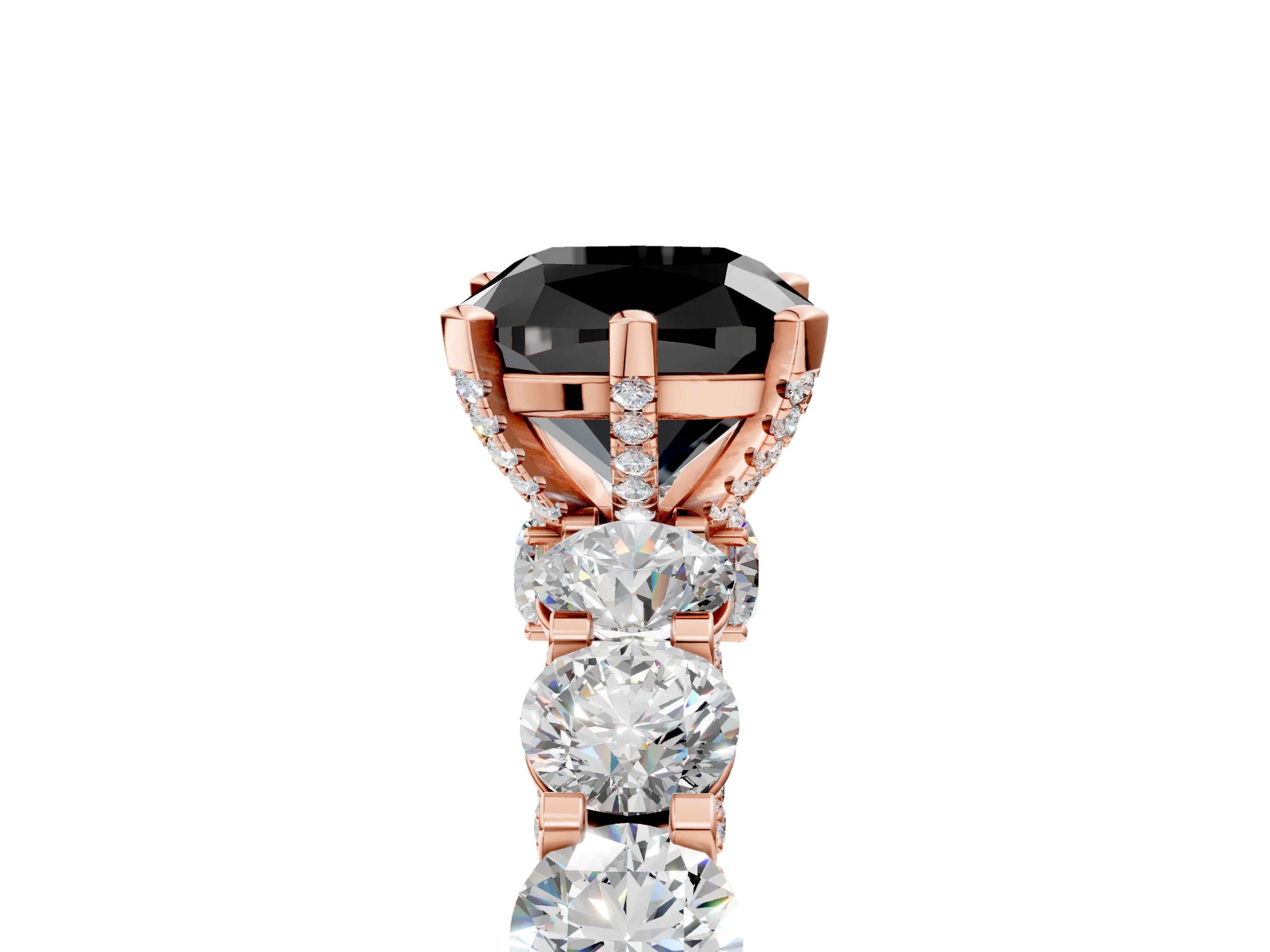 Rose gold Round Diamond Side Stone Engagement Ring with Six-Prong Setting_5