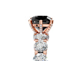 Rose gold Round Diamond Side Stone Engagement Ring with Six-Prong Setting_5