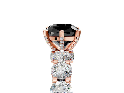 Rose gold Round Diamond Side Stone Engagement Ring with Six-Prong Setting_5