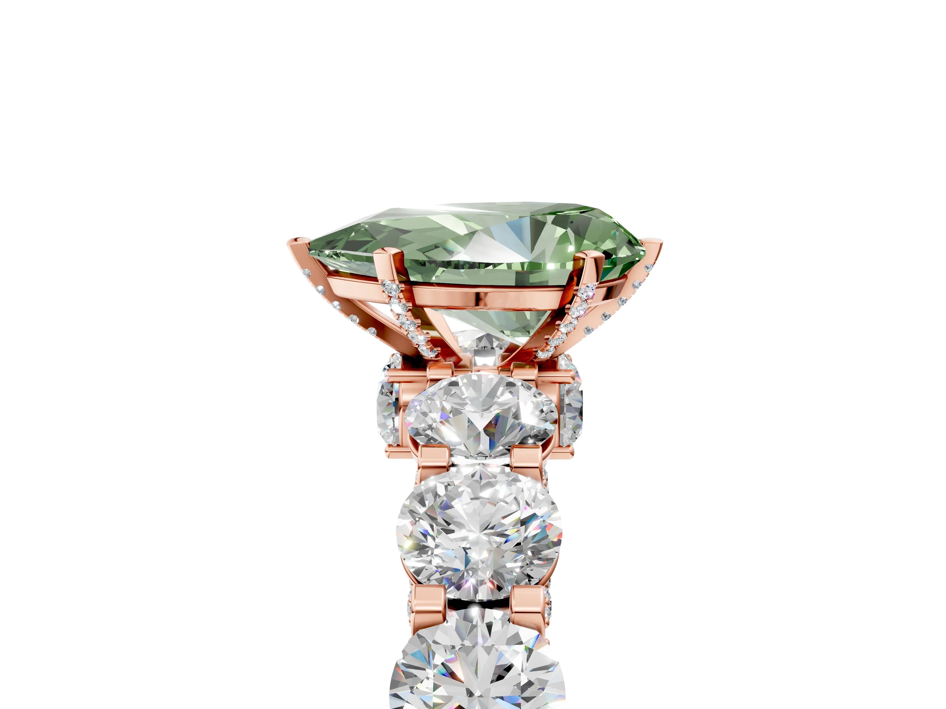 Rose gold Round Diamond Side Stone Engagement Ring with Six-Prong Setting_5