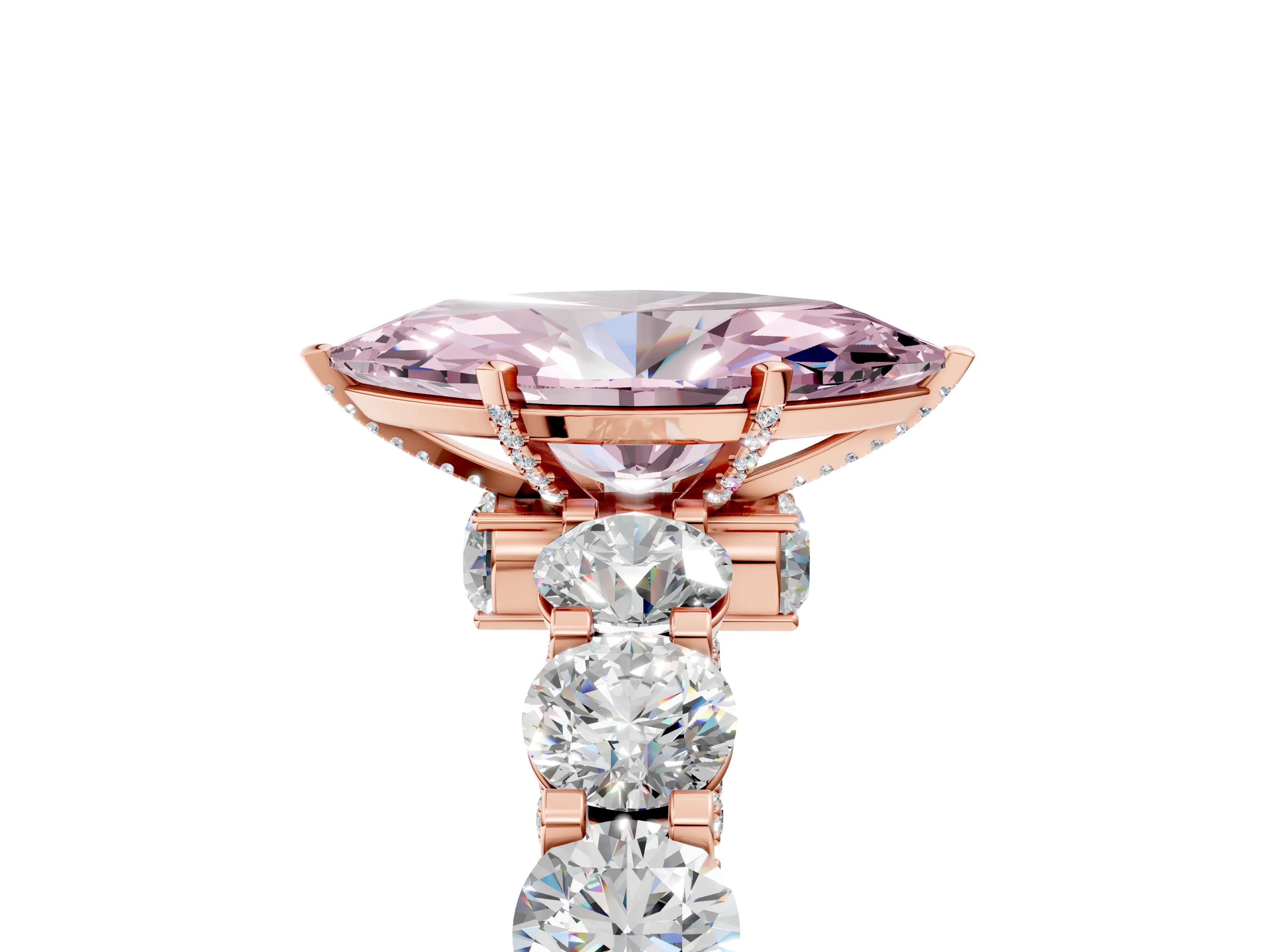 Rose gold Round Diamond Side Stone Engagement Ring with Six-Prong Setting_5