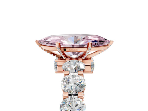 Rose gold Round Diamond Side Stone Engagement Ring with Six-Prong Setting_5