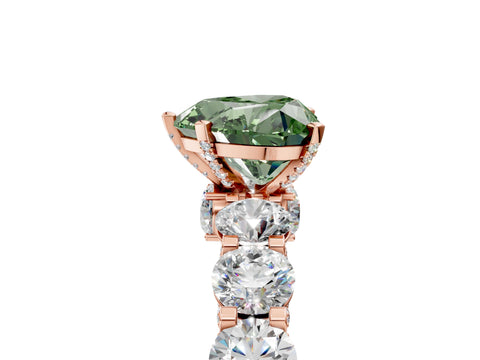 Rose gold Round Diamond Side Stone Engagement Ring with Six-Prong Setting_5