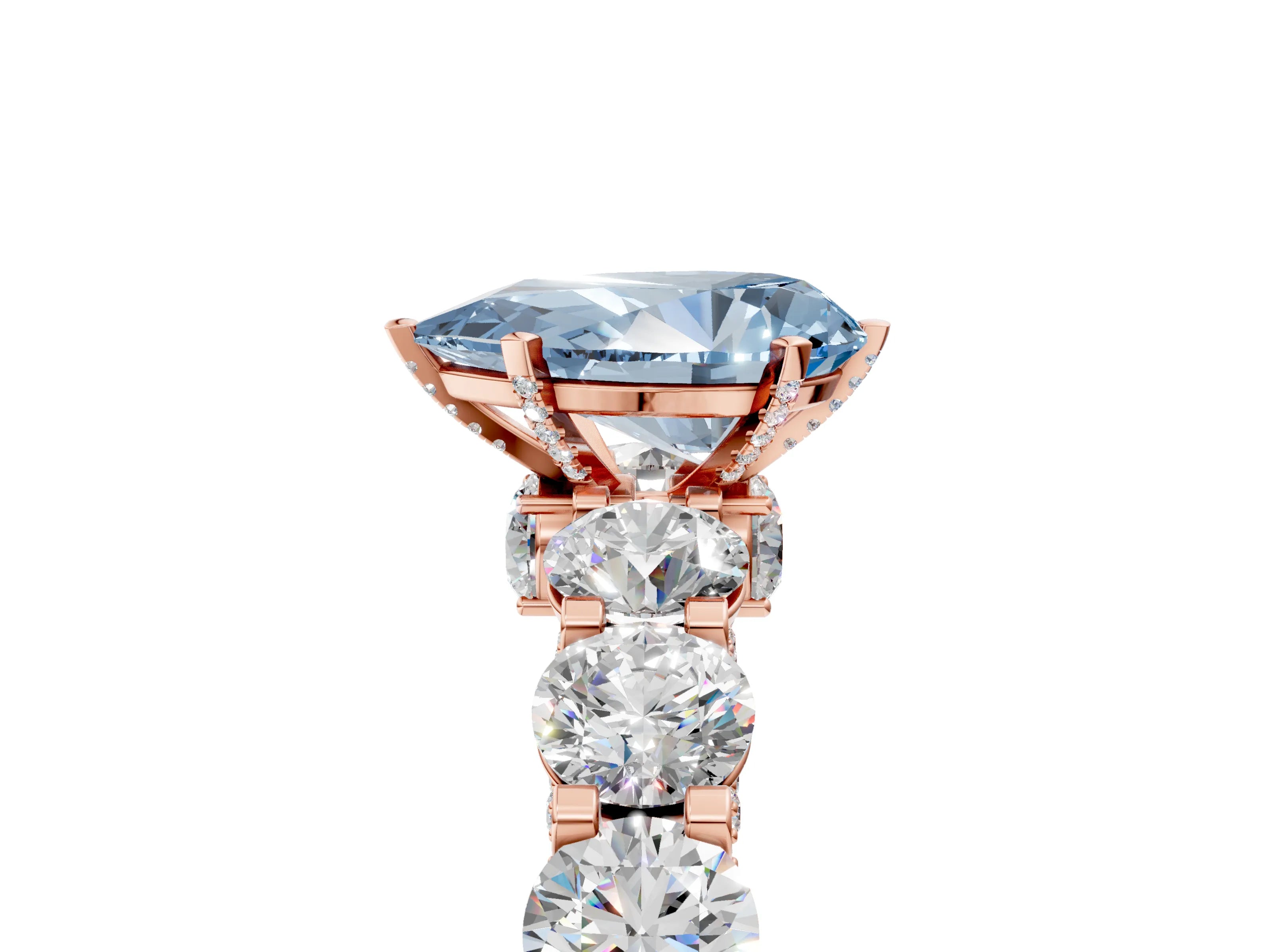 Rose gold Round Diamond Side Stone Engagement Ring with Six-Prong Setting_5