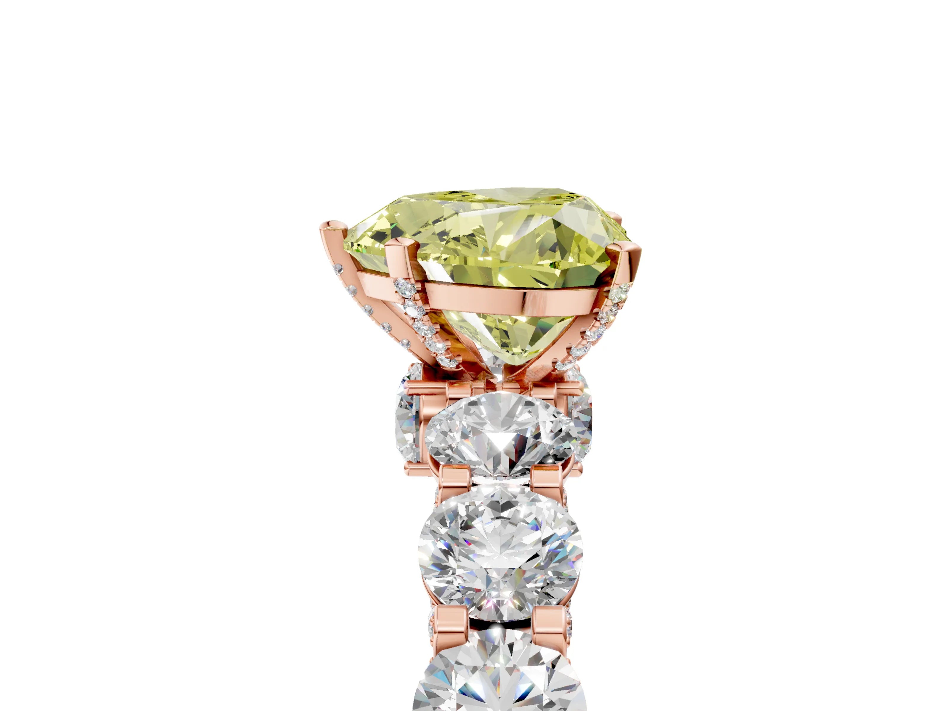 Rose gold Round Diamond Side Stone Engagement Ring with Six-Prong Setting_5