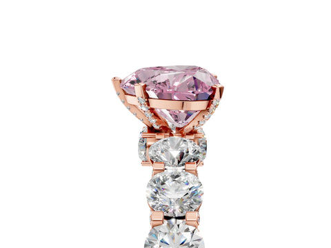 Rose gold Round Diamond Side Stone Engagement Ring with Six-Prong Setting_5