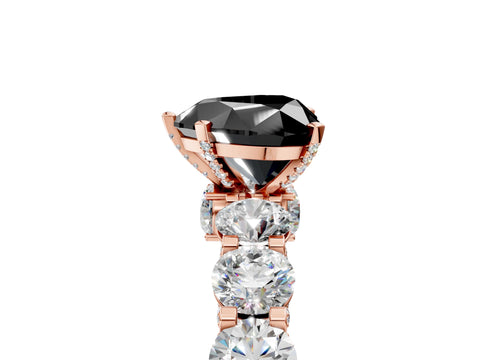 Rose gold Round Diamond Side Stone Engagement Ring with Six-Prong Setting_5