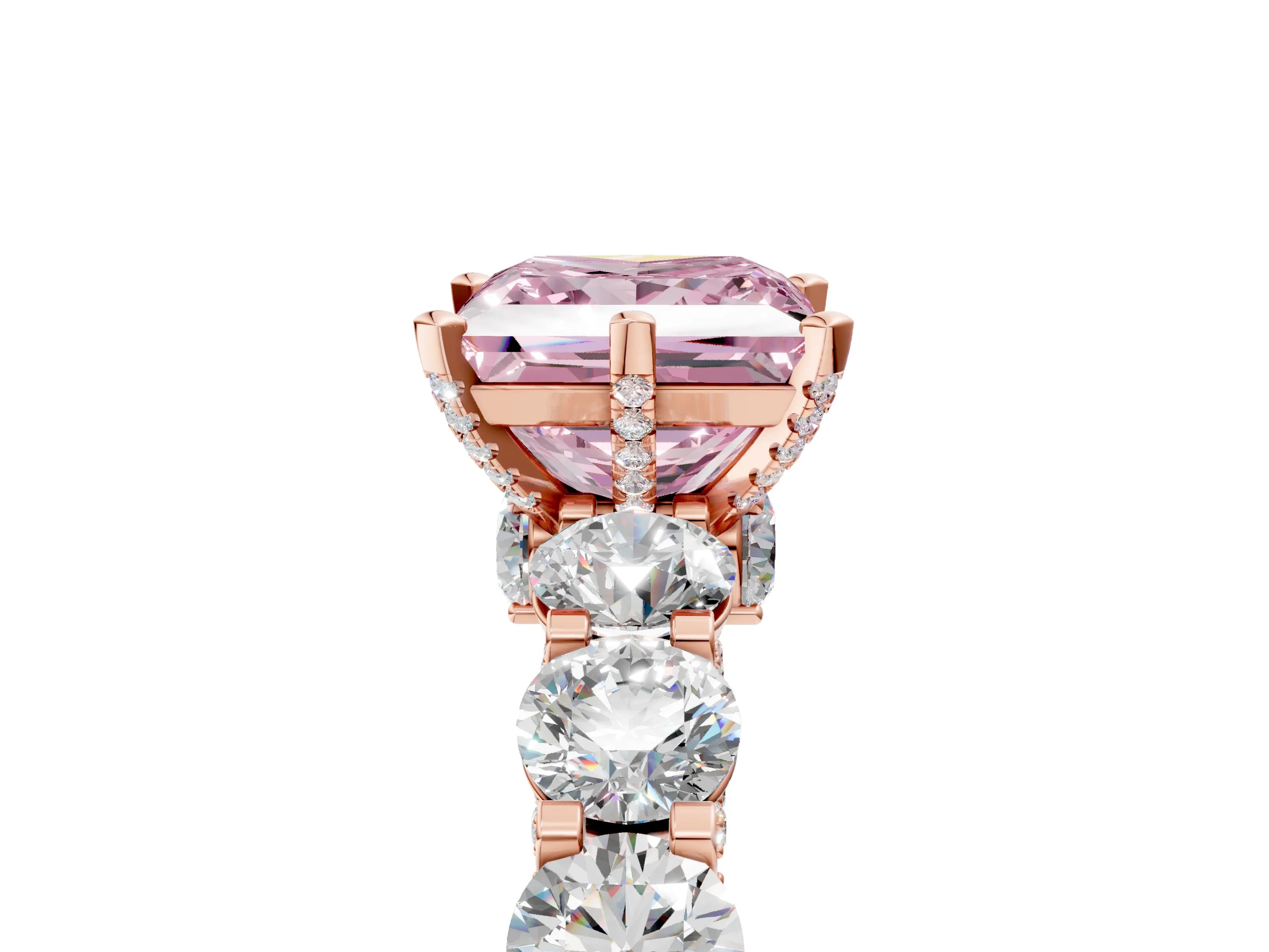 Rose gold Round Diamond Side Stone Engagement Ring with Six-Prong Setting_5
