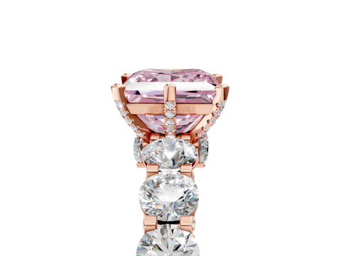 Rose gold Round Diamond Side Stone Engagement Ring with Six-Prong Setting_5