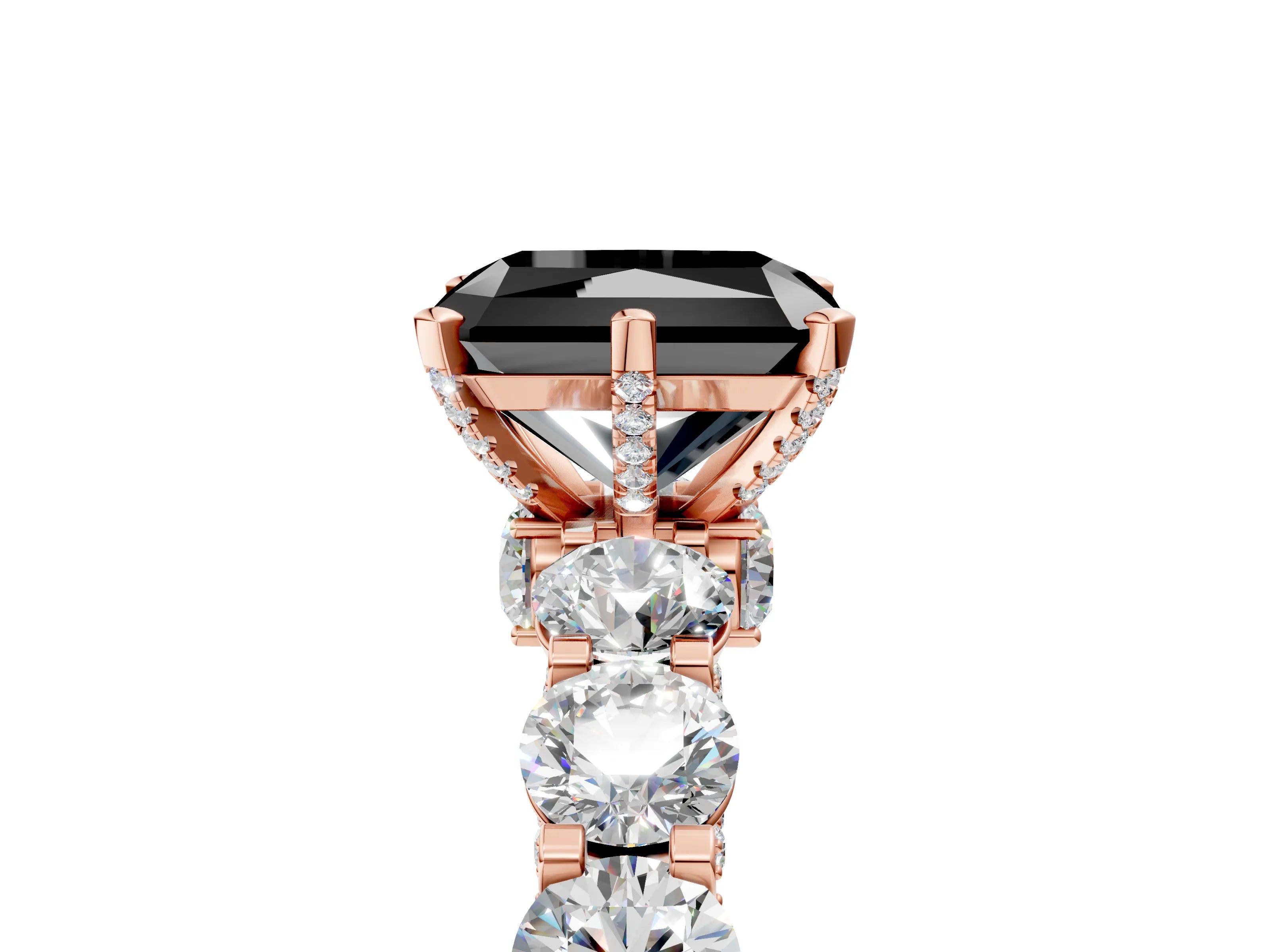 Rose gold Round Diamond Side Stone Engagement Ring with Six-Prong Setting_5