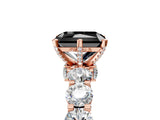 Rose gold Round Diamond Side Stone Engagement Ring with Six-Prong Setting_5