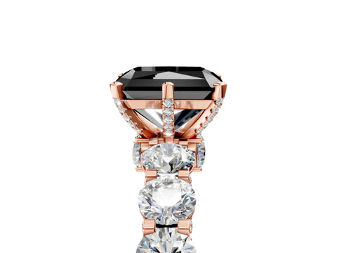 Rose gold Round Diamond Side Stone Engagement Ring with Six-Prong Setting_5