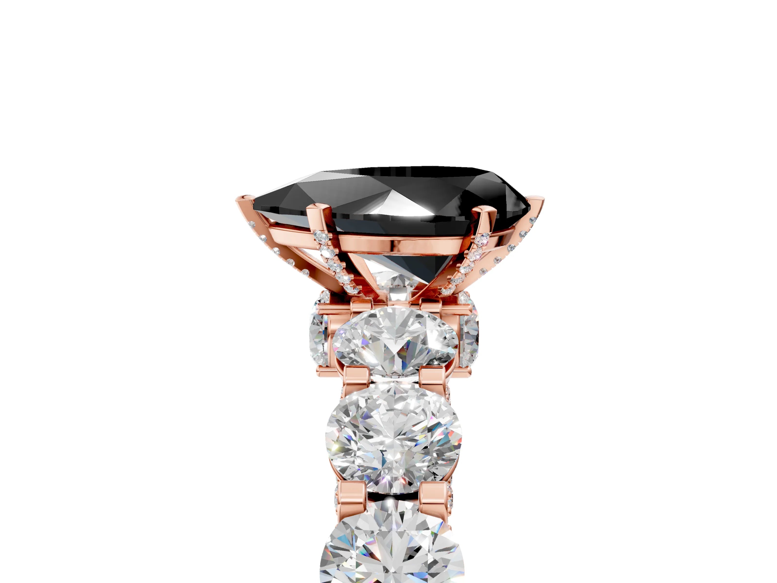 Rose gold Round Diamond Side Stone Engagement Ring with Six-Prong Setting_5