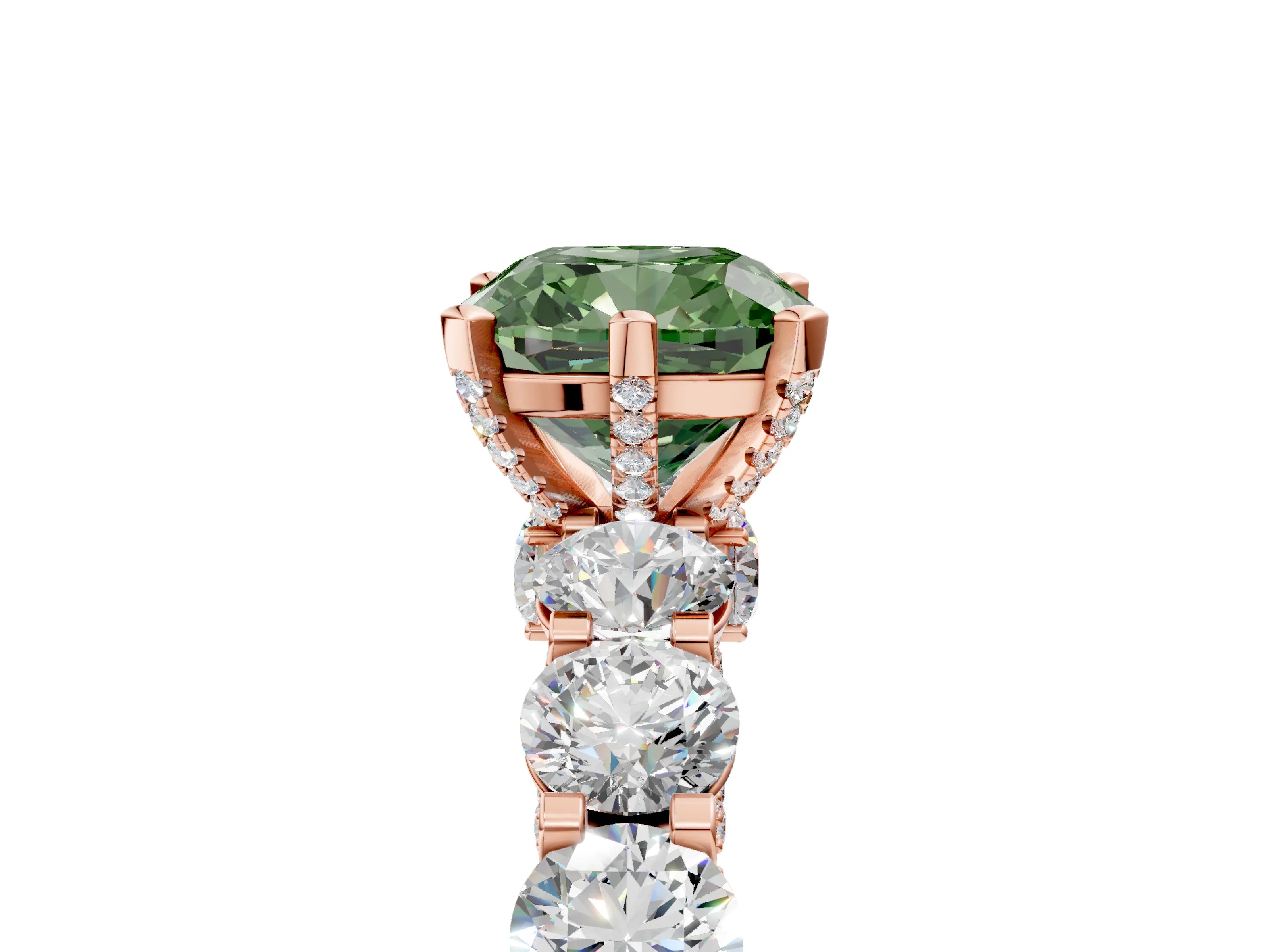 Rose gold Round Diamond Side Stone Engagement Ring with Six-Prong Setting_5