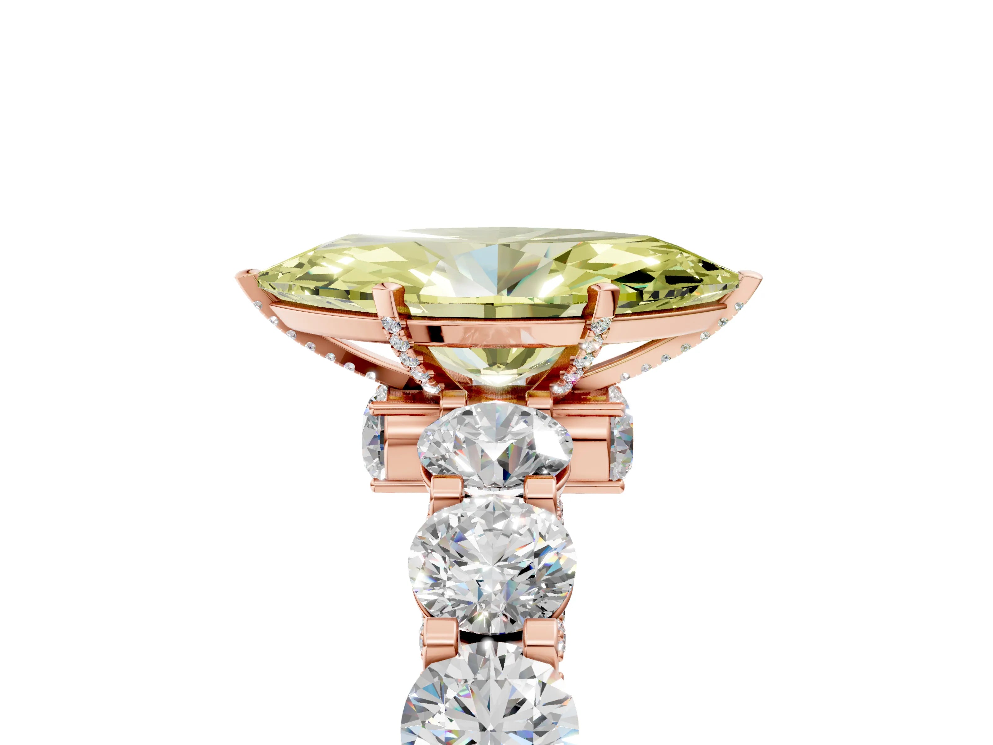 Rose gold Round Diamond Side Stone Engagement Ring with Six-Prong Setting_5