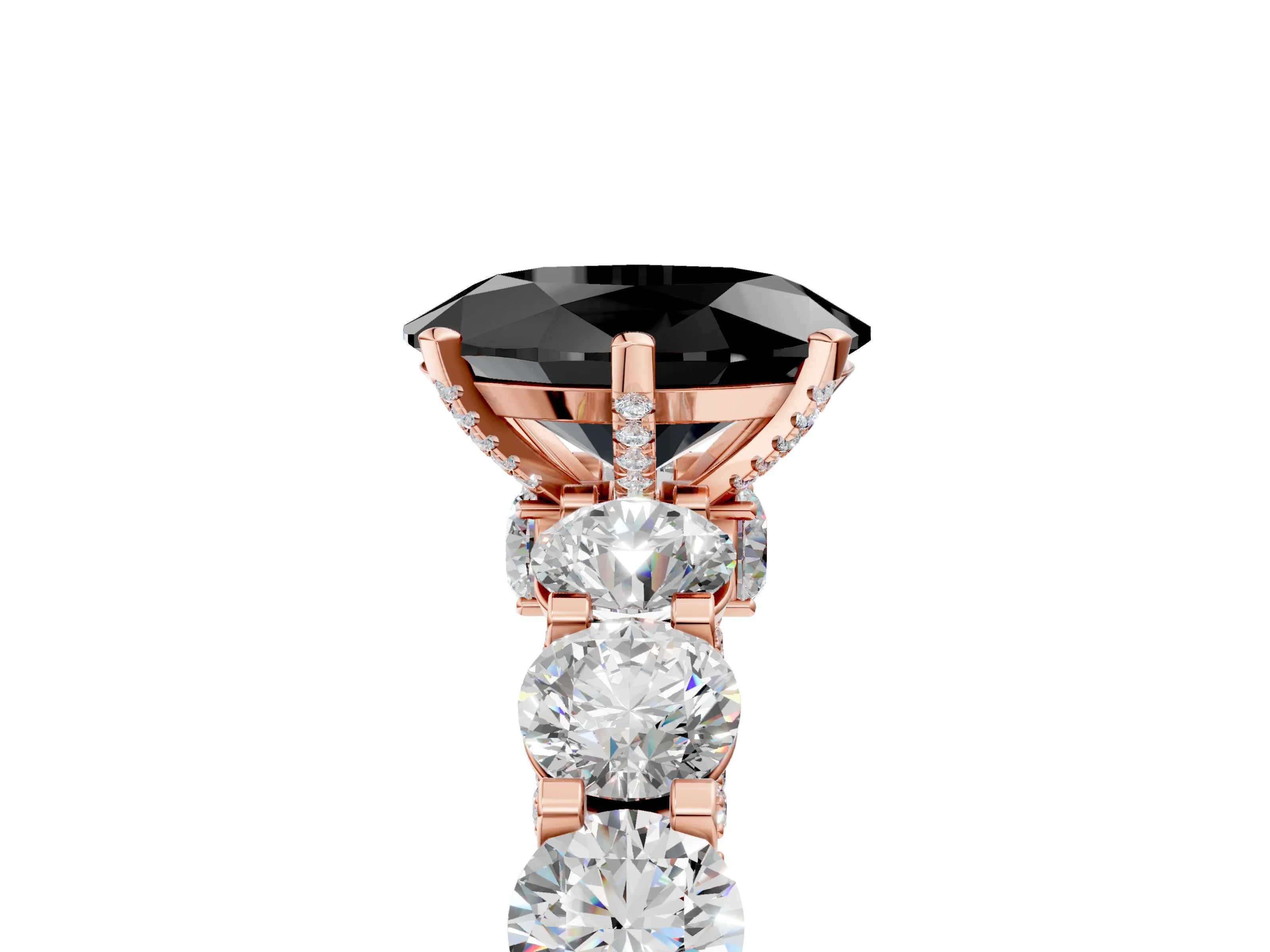 Rose gold Round Diamond Side Stone Engagement Ring with Six-Prong Setting_5