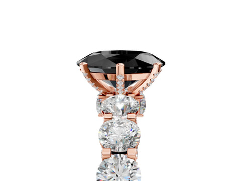 Rose gold Round Diamond Side Stone Engagement Ring with Six-Prong Setting_5