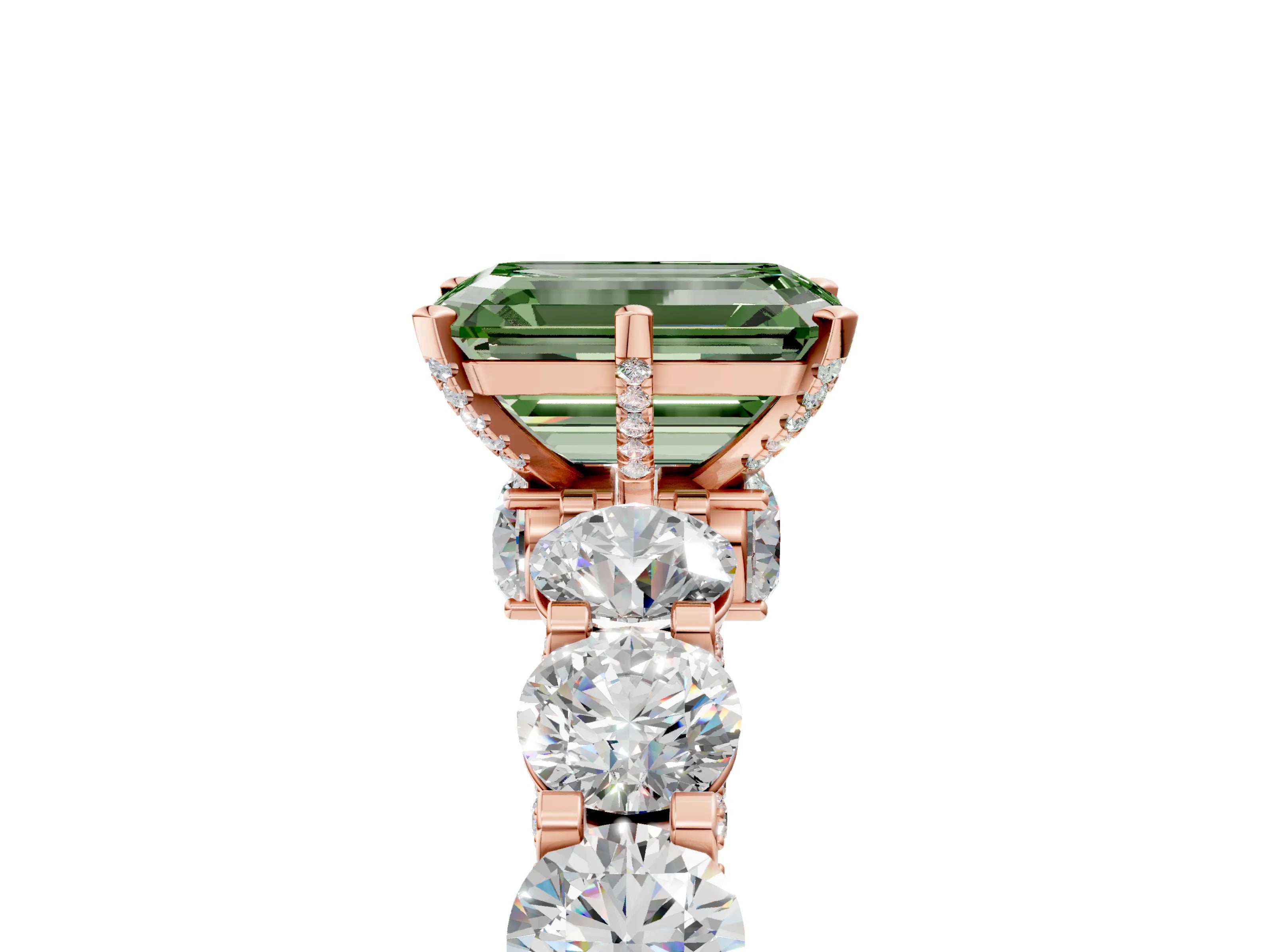 Rose gold Round Diamond Side Stone Engagement Ring with Six-Prong Setting_5