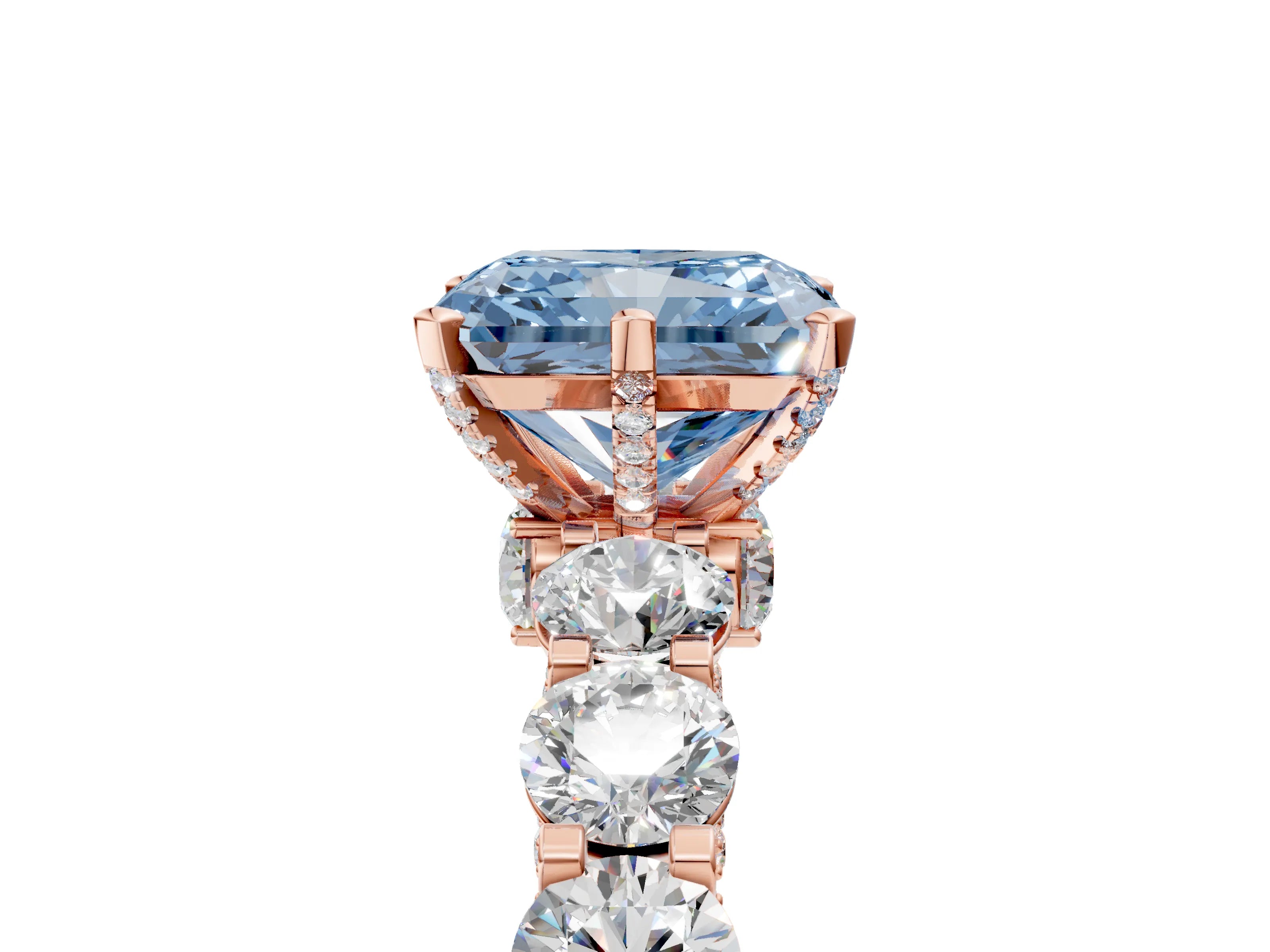 Rose gold Round Diamond Side Stone Engagement Ring with Six-Prong Setting_5