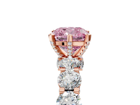 Rose gold Round Diamond Side Stone Engagement Ring with Six-Prong Setting_5