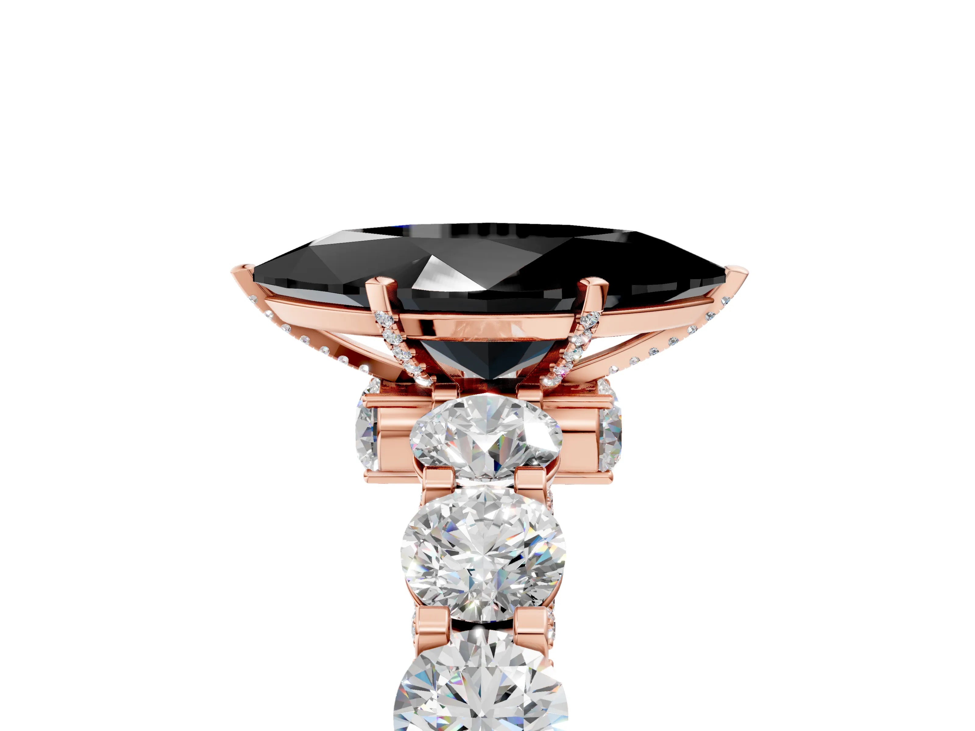 Rose gold Round Diamond Side Stone Engagement Ring with Six-Prong Setting_5