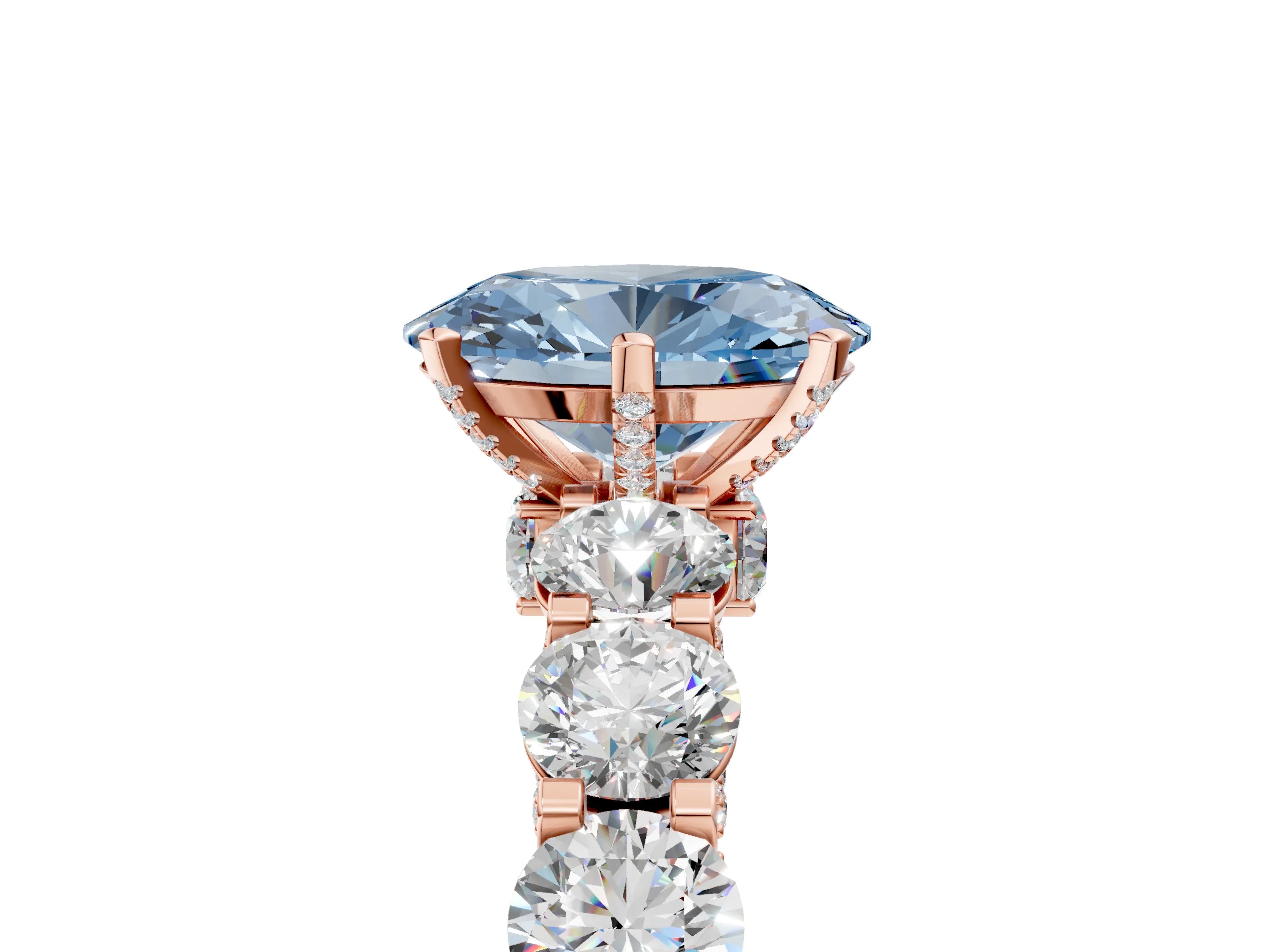 Rose gold Round Diamond Side Stone Engagement Ring with Six-Prong Setting_5