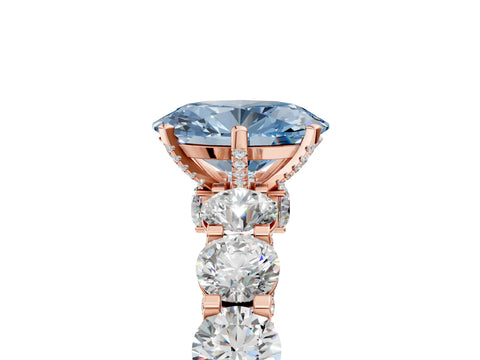 Rose gold Round Diamond Side Stone Engagement Ring with Six-Prong Setting_5